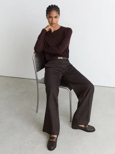 Reiss Chocolate Leather Hardware-detail Loafers
