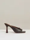 Reiss Chocolate Leather Heeled Mules In Brown