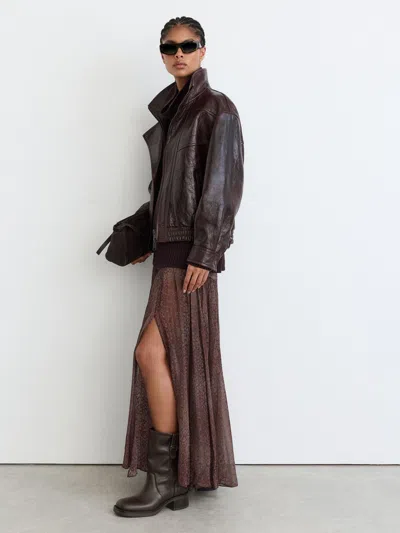 Reiss Chocolate Leather Pull-on Biker Boots In Brown