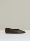 Reiss Chocolate Leather Rounded-point Toe Ballet Flats In Burgundy