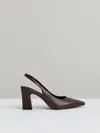 Reiss Chocolate Leather Slingback Court Shoes In Brown