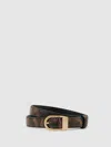 Reiss Womens Chocolate Hazel Buckle Leather Belt In Brown