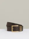 Reiss Chocolate Leather Square Buckle Belt In Brown