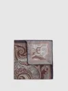 Reiss Chocolate Lucca Silk Hybrid Print Pocket Square In Brown
