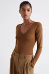 Reiss Chocolate Atelier Knitted Silk-blend Top
