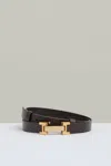 Reiss Chocolate Metal Hardware Piece Belt In Chocolate