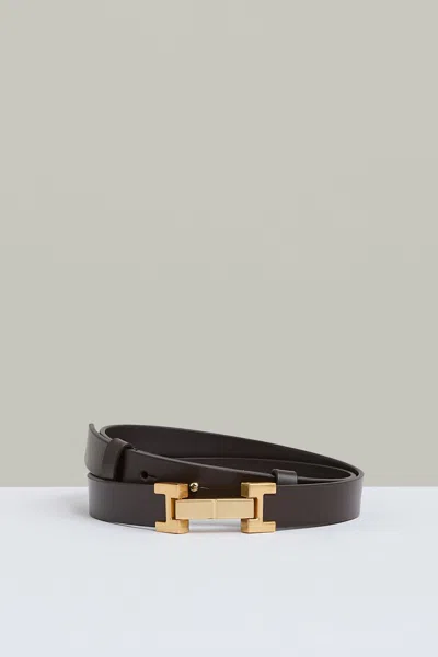 Reiss Chocolate Metal Hardware Piece Belt