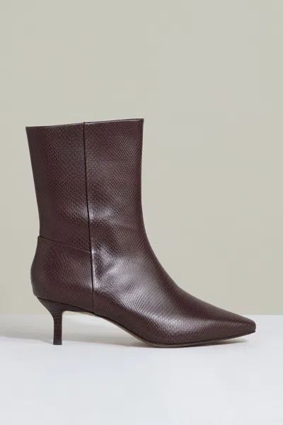 Reiss Chocolate Leather Kitten-heel Ankle Boots