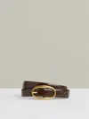 Reiss Chocolate Patent Leather Oval Buckle Belt In Brown