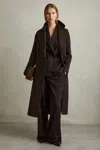 Reiss Chocolate Petite Wool Blend Double Breasted Blindseam Coat In Chocolate