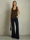 Reiss Chocolate Ruby Silk Front Cami Top In Brown