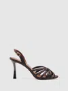 Reiss Chocolate Satin Cross-strap Heeled Sandals In Brown