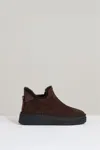 Reiss Chocolate Shearling-lined Suede Ankle Boots