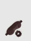 Reiss Chocolate Silk Eye Mask And Scrunchie Set In Brown