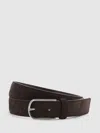 Reiss Chocolate Suede Belt In Brown