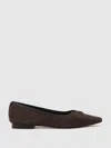 Reiss Chocolate Suede Pointed-toe Ballerina Shoes In Multi