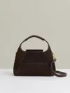 Reiss Chocolate Suede Shoulder Bag In Brown