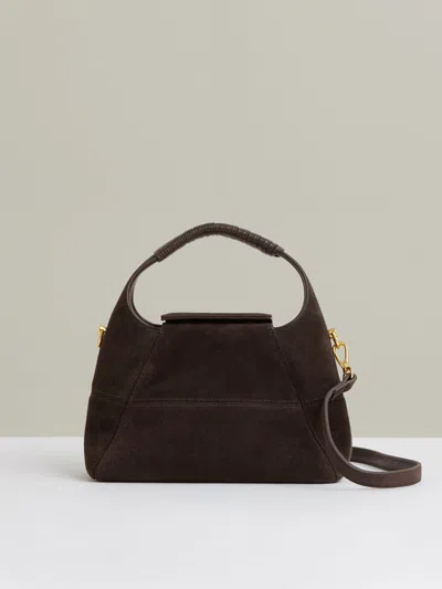 Reiss Chocolate Suede Shoulder Bag In Brown