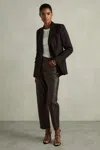 Reiss Chocolate Leather Slim-leg Trousers In Chocolate