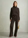 Reiss Chocolate Wool Blend Funnel Neck Jumper In Brown