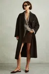 Reiss Chocolate Wool Blend Herringbone-twill Coat In Chocolate
