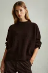 Reiss Women's Dark Brown Wool Crew Neck Jumper In Chocolate