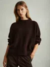 Reiss Chocolate Wool-cashmere Crew Neck Jumper In Brown