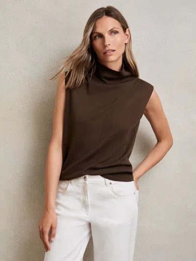 Reiss Chocolate Wool Slouched Sleeveless Top In Multi
