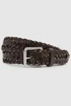 Reiss Mens Chocolate Carlton Woven Leather Belt In Chocolate