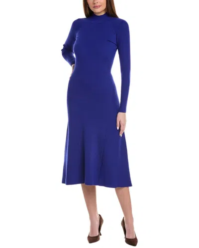Reiss Chrissy Knitted High Neck Dress In Blue