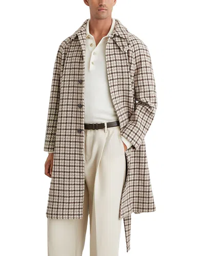 Reiss Christem Raglan Dogtooth Wool Jacket In Brown