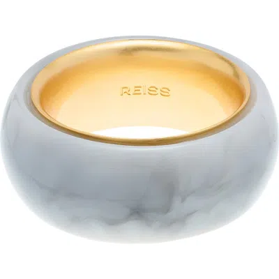 Reiss Ciara Curve Marble Bangle In Gold Tone/grey Marble