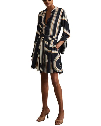 Reiss Ciara Printed Geo Short Dress In Black