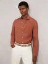 Reiss Cinnamon Brown Linen Cutaway-collar Shirt In Brown