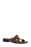 Reiss Tan Leather Link-strap Slip-on Sandals In Brown