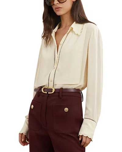 Reiss Clara Tipped Cuff Shirt In White