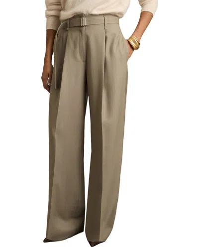 Reiss Clara Wide Leg Wool Trouser In Green