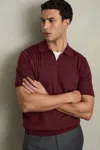 Reiss Mens Brick Red Duchie Open-neck Wool Polo Shirt In Claret Red