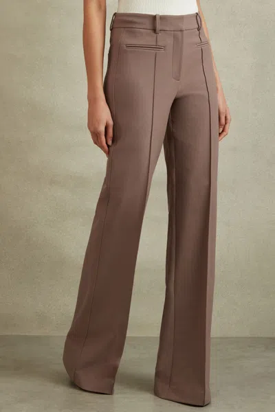 Reiss Claude - Mink Neutral Petite High Rise Flared Trousers, Us 10
