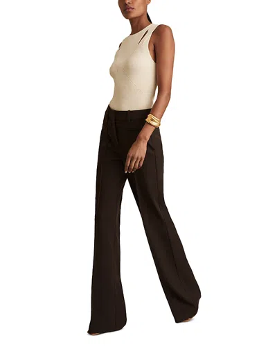 Reiss Chocolate Brown High Rise Flared Trousers
