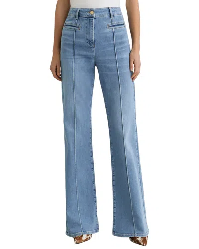 Reiss Claude Pintuck High Rise Flare Leg Jeans In Light Blue