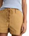 Reiss Womens Tan Clement Lace-up Cotton Shorts In Tan