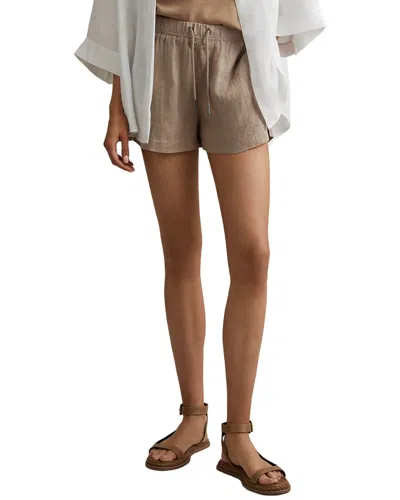 Reiss Cleo Garment Dyed Linen Short In Neutral
