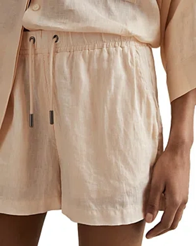 Reiss Cleo Garment Dyed Linen Shorts In Peach