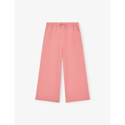 Reiss Kids' Coral Pink Cleo Wide-leg Cotton And Linen Trousers 3-9