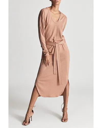 Reiss Cleo Wool-blend Midi Dress In Brown
