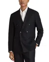 Reiss Club Textured Weave Modern Fit Double Breasted Blazer In Navy