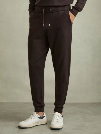 Reiss Coco Brown Billings Merino Wool Blend Drawstring Joggers