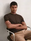 Reiss Coco Brown Cotton Crew-neck T-shirt In Green