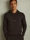 Reiss Coco Brown Merino Wool Drawstring Hoodie